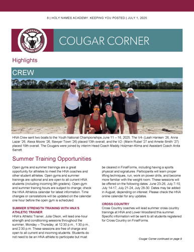 Cougar Corner July 2025